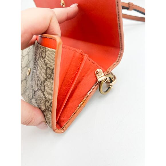 GUCCI GG Supreme Ribbon Beige Pink Orange Long Wallet Converted - Picture 5 of 15